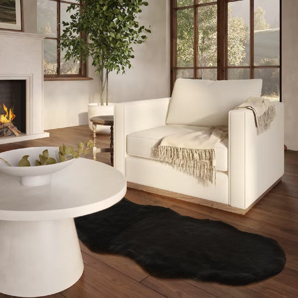 Mercer41 Hollianne Faux Fur Black Rug & Reviews Wayfair